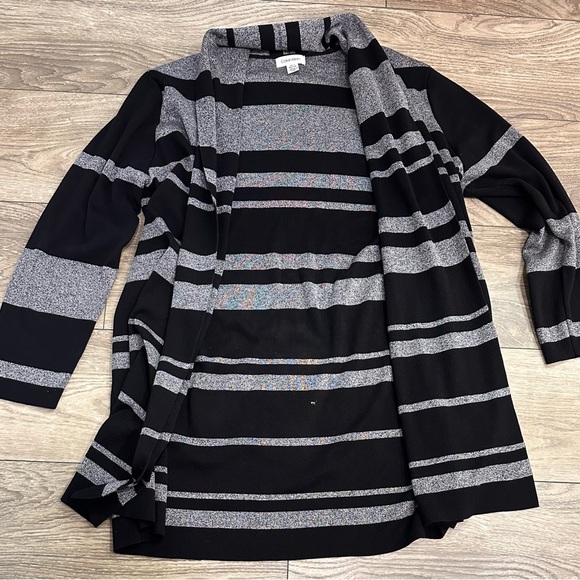 🧶 🧶 Calvin Klein Black and Grey Open Cardigan Sweater – Size XL - Picture 7 of 8